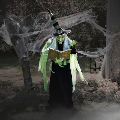 Haunted Hill Farm 6-Ft. Tall Motion-Activated Enchantress Witch, Premium Talking Halloween Animatronic, Plug-In