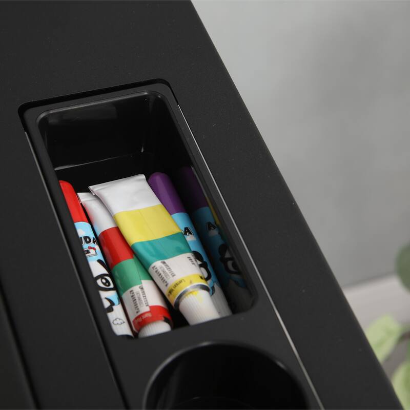 Anmytek Black Adjustable Drawing Drafting Table Desk with 2 Drawers and Stool for Home Office School