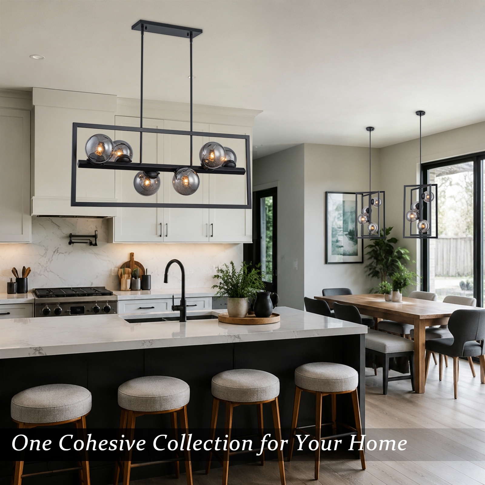 Chandelier Pendant Light Smoky Glass Globe Shades Kitchen Island
