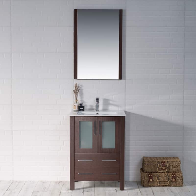Blossom Solid Wood Double Bathroom Vanity w/ Ceramic Sink & Base