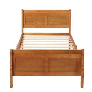 Solid Wood Twin Platform Bed with Sleigh Headboard - No Box Spring Needed