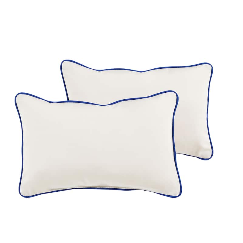 Sunbrella Canvas Natural/ Canvas True Blue Indoor/ Outdoor Pillow Set
