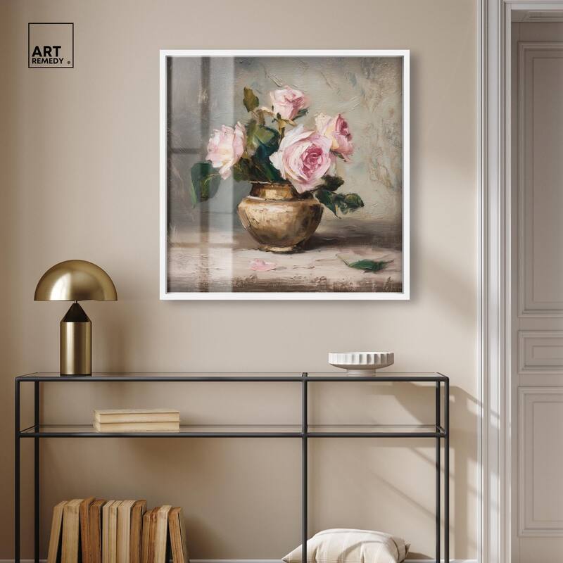 Pink Petals and Brass Shadowbox by Art Remedy