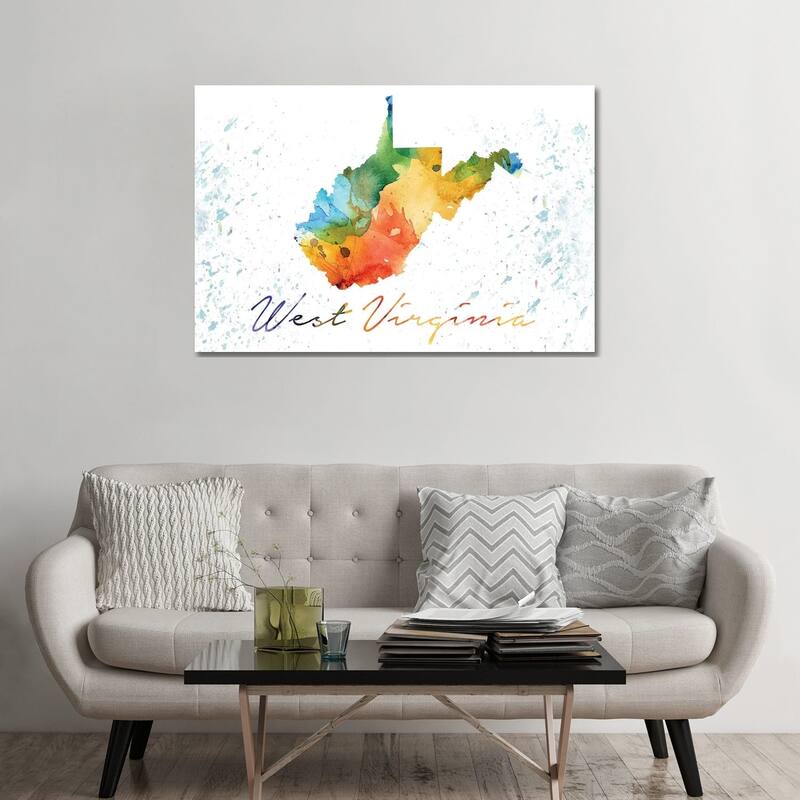 iCanvas "West Virginia State Colorful" by WallDecorAddict Canvas Print - 32x48x1.5