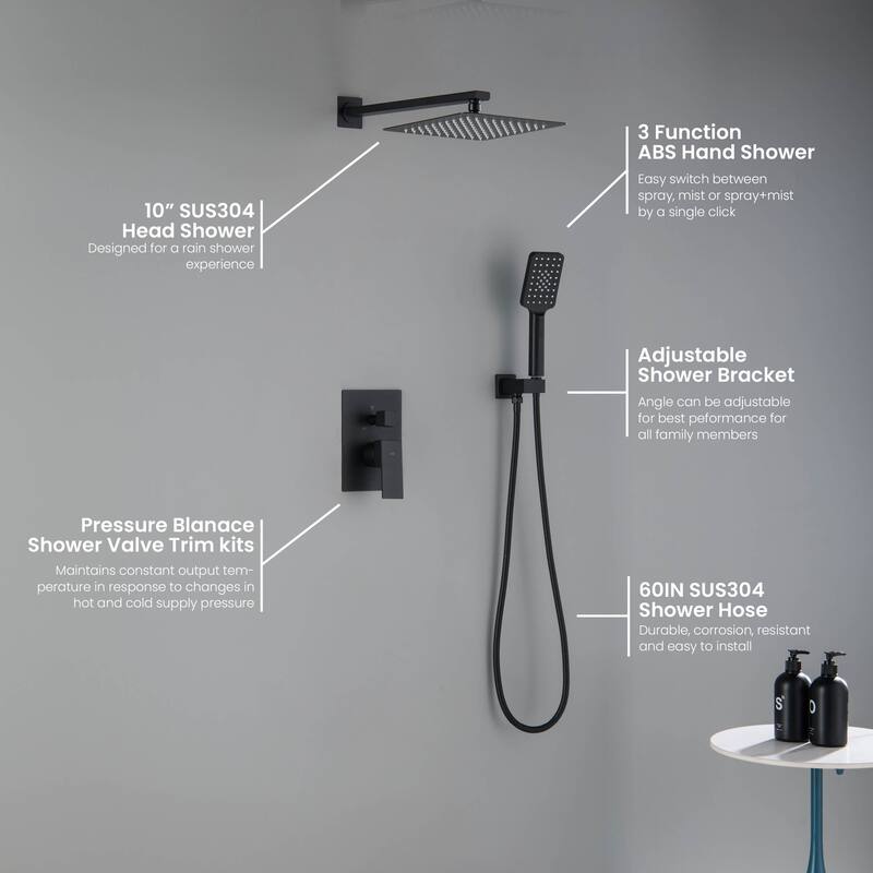 Cube Pressure Balanced 2-Function Shower System with Rough-In Valve