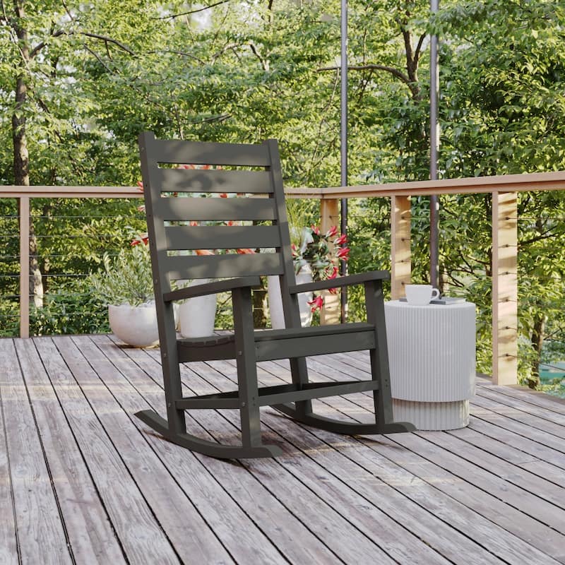 Classic Commercial Grade Outdoor All-Weather HDPE Rocking Chair - Gray
