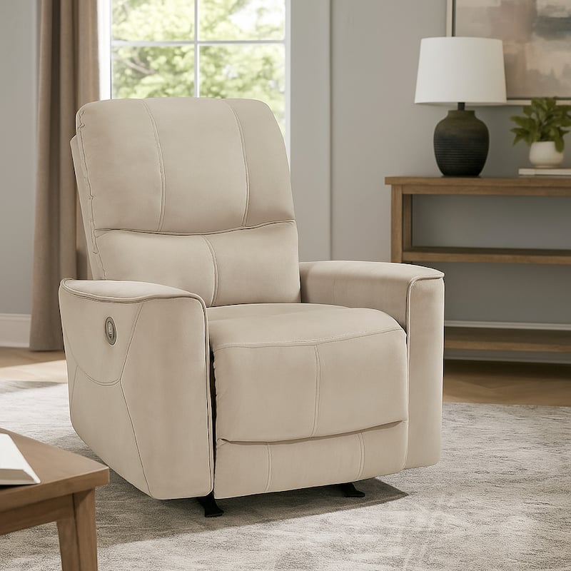 Erten Power Rocker Recliner Chair, Light Brown Velvet, Solid Wood