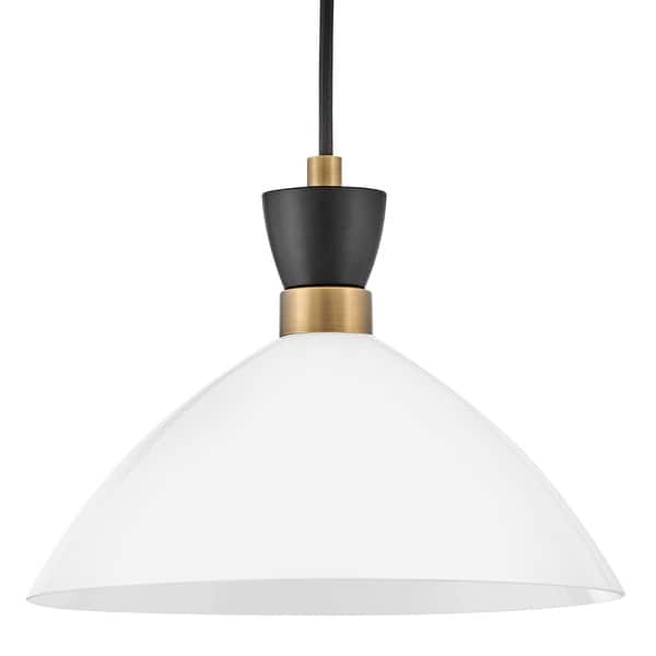 slide 2 of 6, Lark 83257-CO Simon 13" Wide Pendant with Cased Opal Shade Heritage Brass / Black