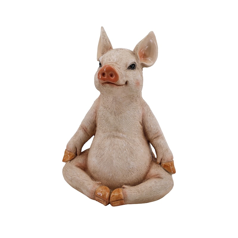 Pig In Meditation Outdoor Garden Statue - 13"