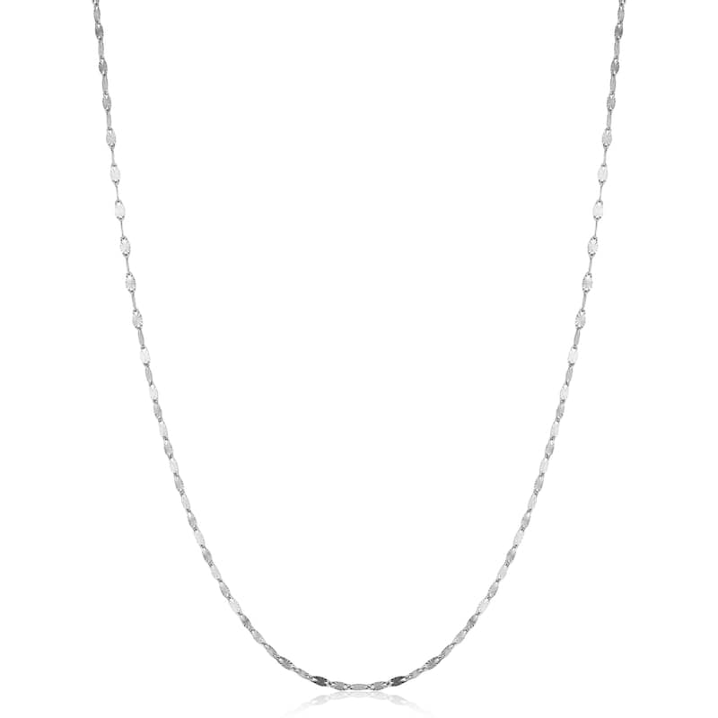 14k Yellow Gold Filled or White Gold Filled 1.5 mm Mirror Texured Flat Link Chain Necklace for Women (14-30 inch) - 22 Inch - White