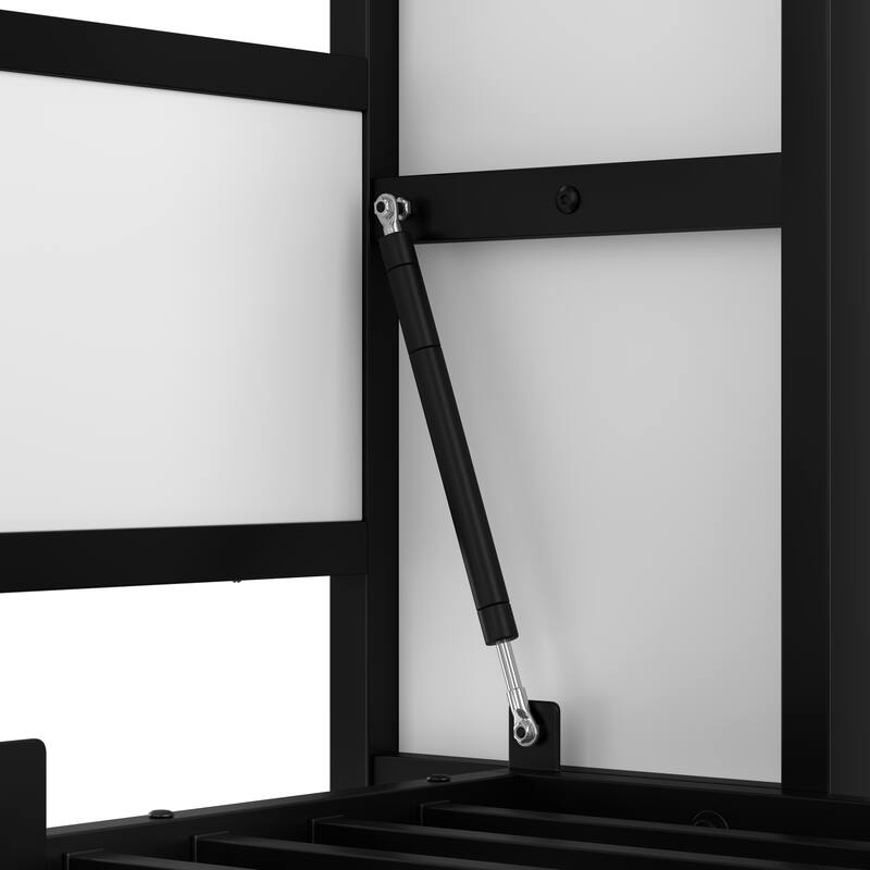 Roomfitters Twin Size Metal Murphy Bed with Shelves, Foldable Wall Bed Frame with Space-Saving Design