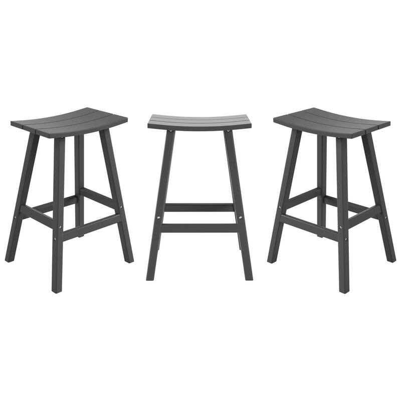 Laguna Hdpe All Weather Outdoor Patio 29" Saddle Seat Bar Stool (Set Of 3)