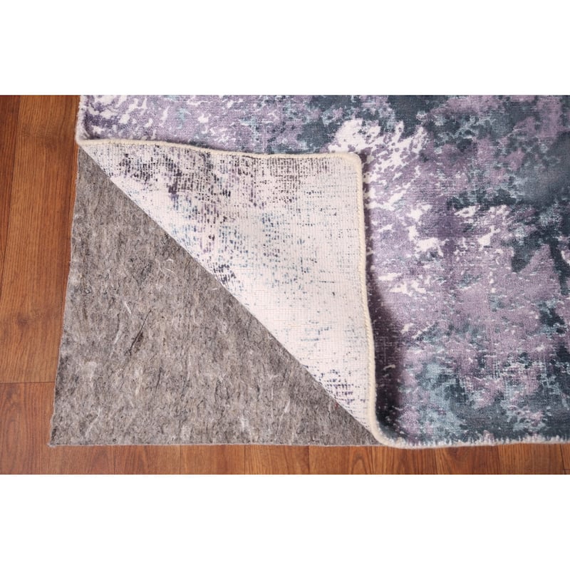 Contemporary Abstract Indian Area Rug Handmade Purple Wool Carpet - 5'10"x 8'9"