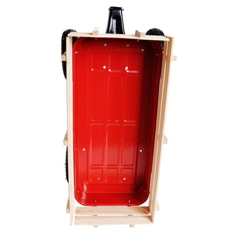 Outdoor Yard Wagon All Terrain Pulling Wood Railing Air Tires Kids Shopping Cart