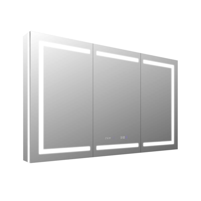 36'' H Recessed or Surface Mounted Bathroom LED Mirror Cabinet With Defogger, Dimmer, 10x magnifying