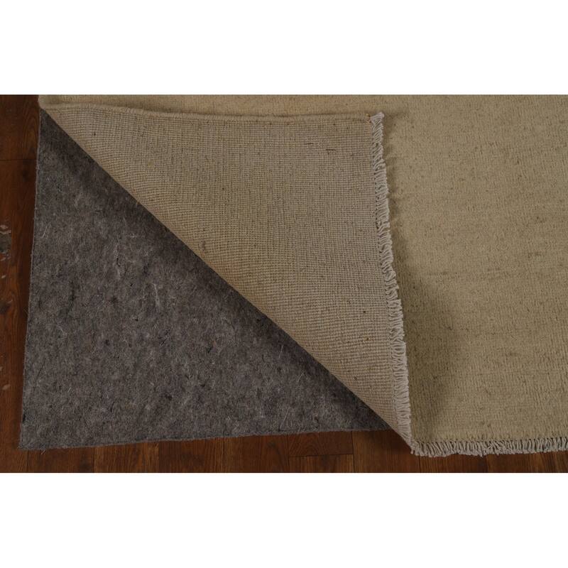 Gabbeh Oriental Rug Hand-Knotted Beige Solid Wool Carpet - 5'1" x 6'11"