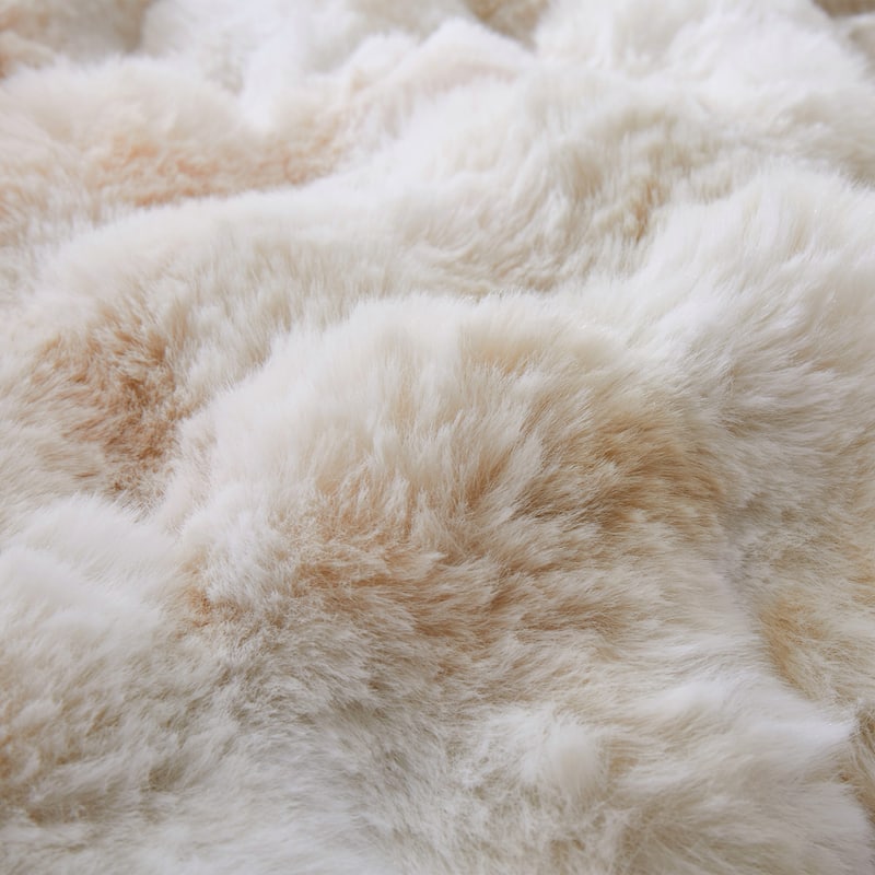 3 Pieces Fluffy Faux Rabbit Fur Comforter Set, Plush Fuzzy Bedding Set for Winter