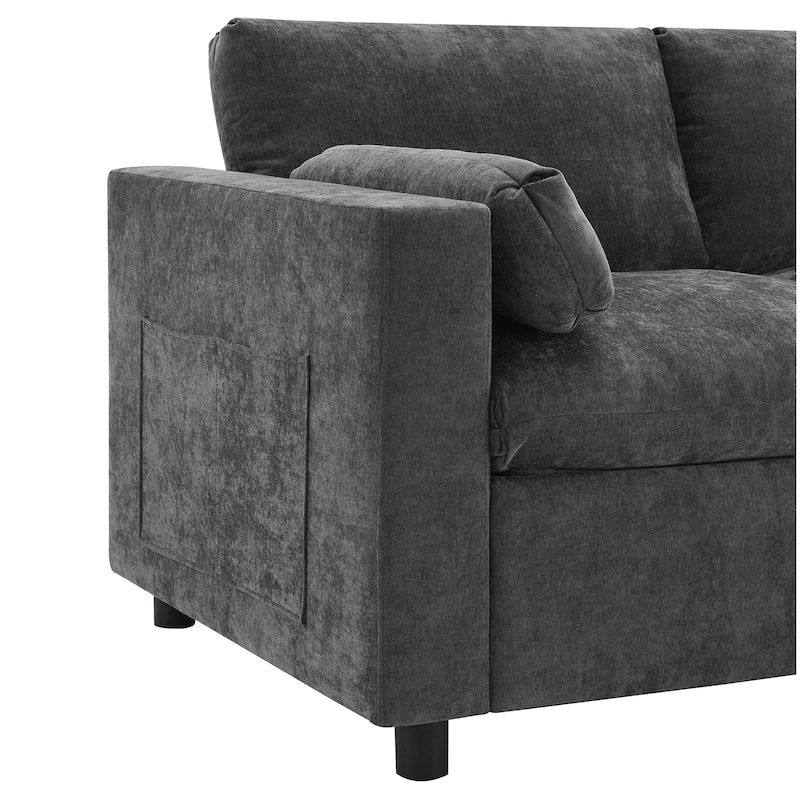 Modular Sectional Sofa Chenille Upholstered Sleeper Couches Bed