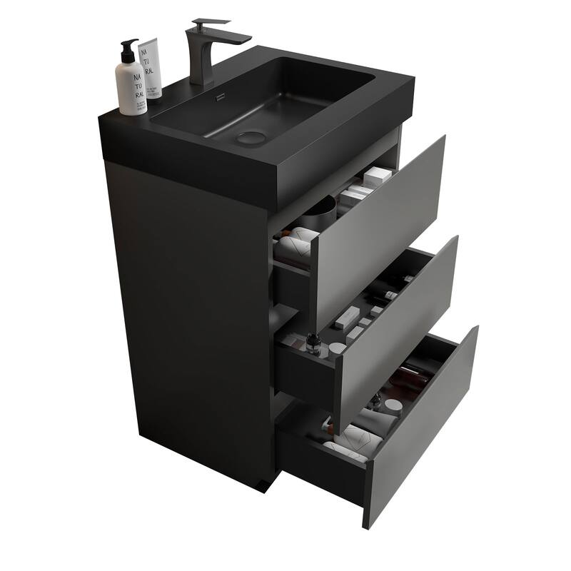 Modern Freestanding Bathroom Vanity with Sink Basin without Drain and Faucet