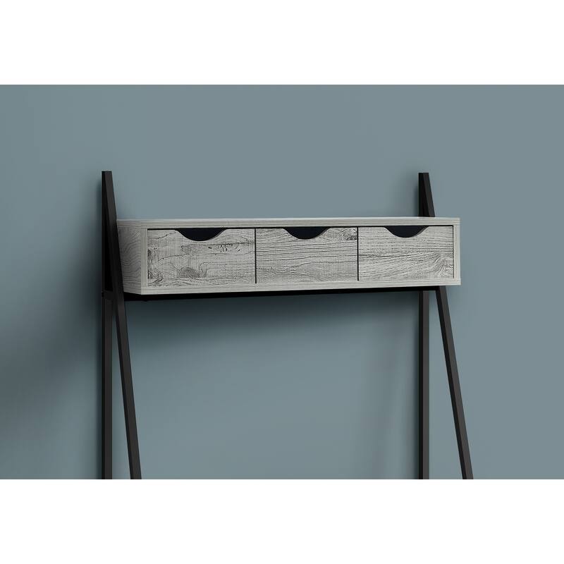 Computer Desk, Home Office, Laptop, Leaning, Storage Drawers, 32"l, Work, Grey Laminate, Black Metal, Contemporary - Grey