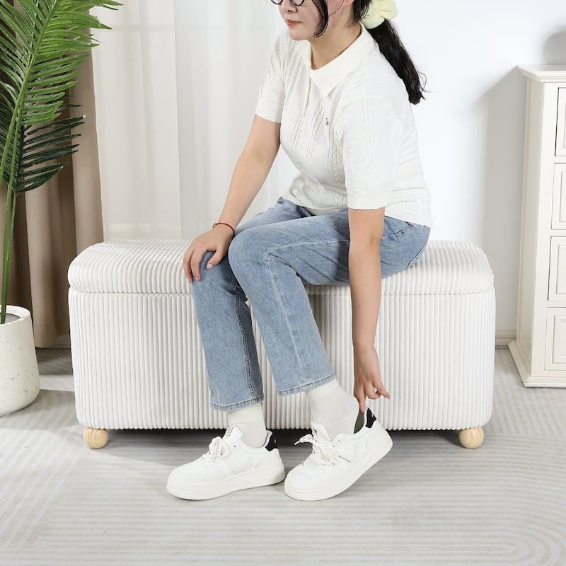 Adeco Storage Ottoman End of Bed Bedroom Entryway Bench