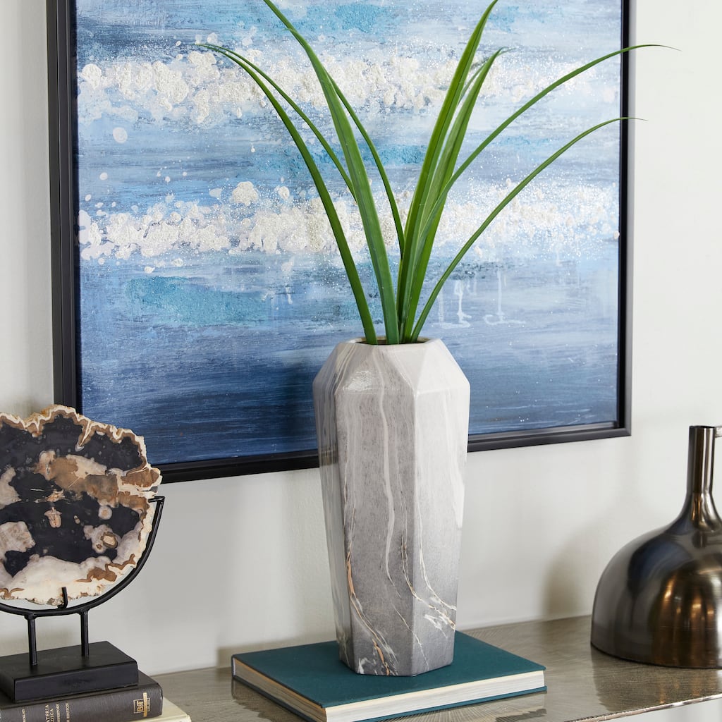 Black Ceramic Faux Marble Decorative Vase