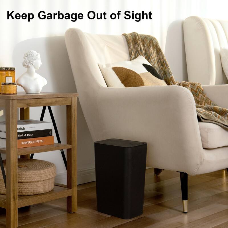 2.6 Gallon Slim Plastic Trash Can with Press Top Lid