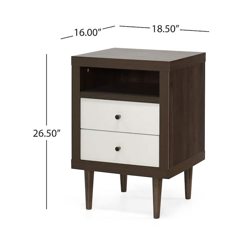 18.65'' L Modern 2-Drawer Nightstand by Christopher Knight Home