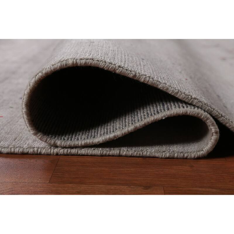 Gray Ivory Gabbeh Indian Area Rug Hand-Knotted Wool Carpet - 7'11" x 11'5"