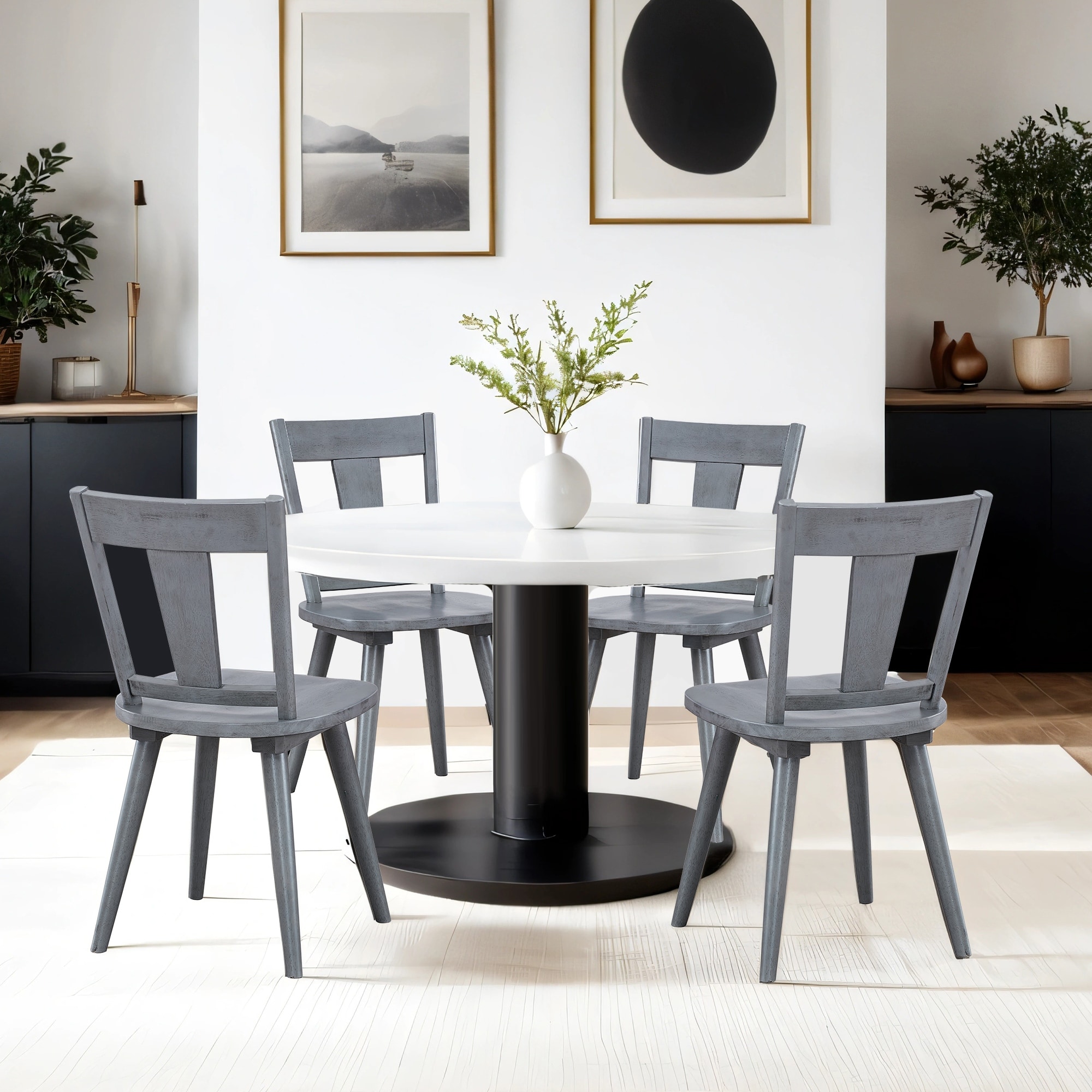 Vintage Panel Back Wooden Dining Chairs