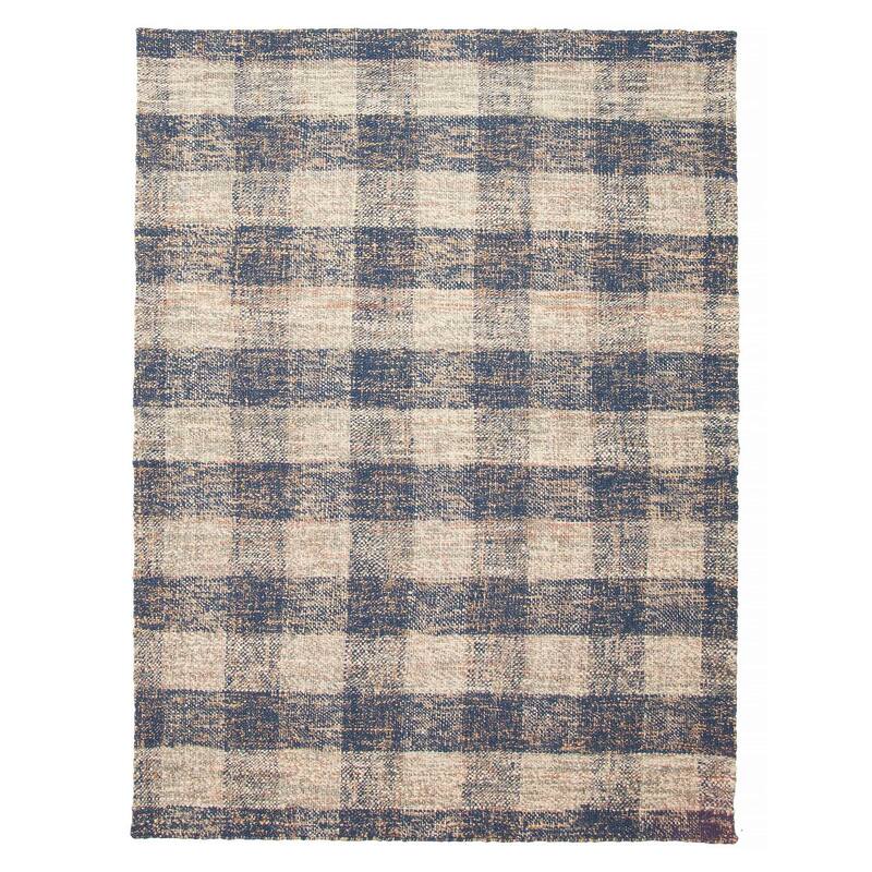 ECARPETGALLERY Flat-Weave Palas Denizli Dark Navy Jute Kilim - 5'6 x 7'7 - Dark Navy - 5'6 x 7'7