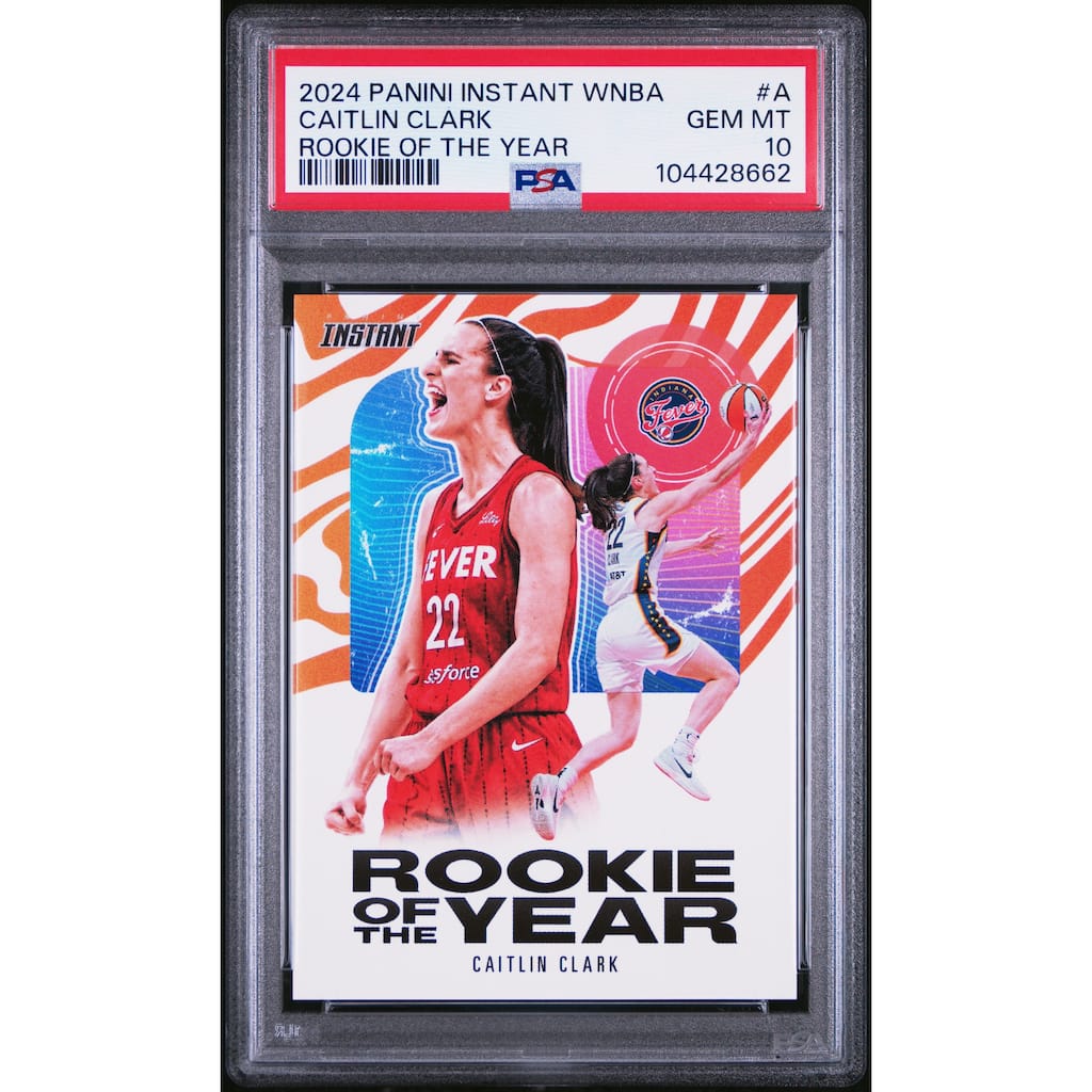 Caitlin Clark 2024 Panini Instant WNBA Rookie of the Year Basketball Card #A Graded PSA 10 - 8' x 11'