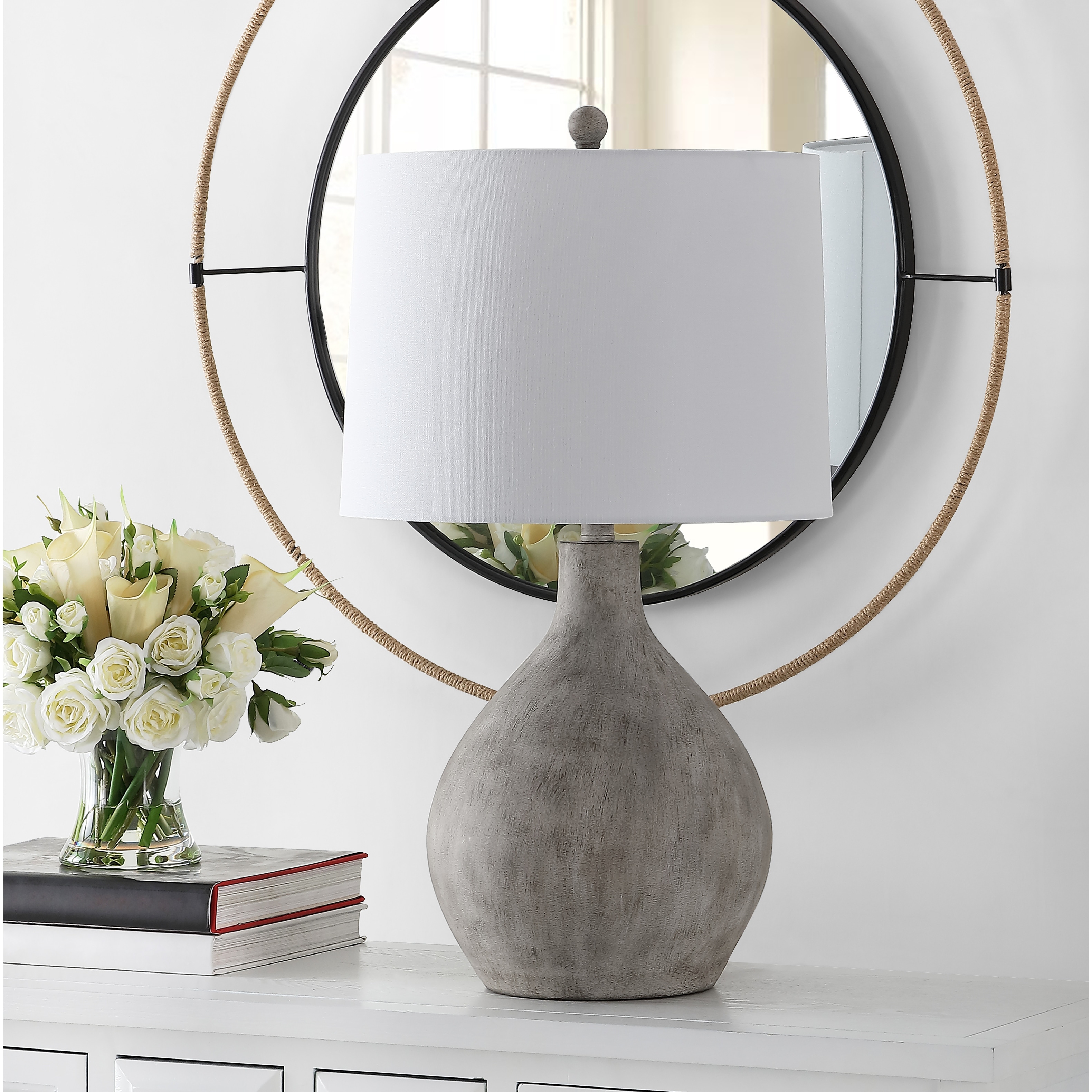SAFAVIEH Lighting Fridny Vintage Resin Table Lamp, 26.25-Inch, Grey - 15Wx15Dx26H