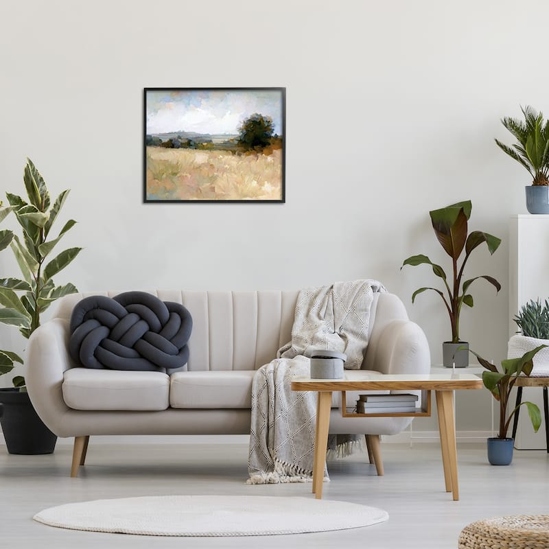 Stupell Beige Rural Field Framed Giclee Art Design By Gina Kelly