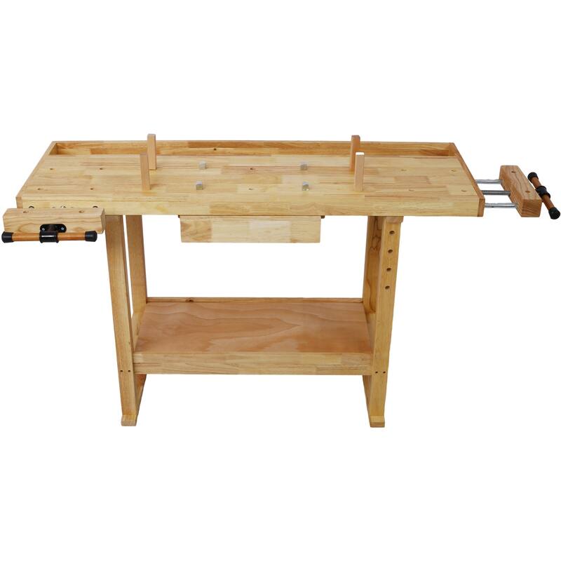 55-Inch Wood Workbench, Wooden Workbench for Garage Workshop and Home