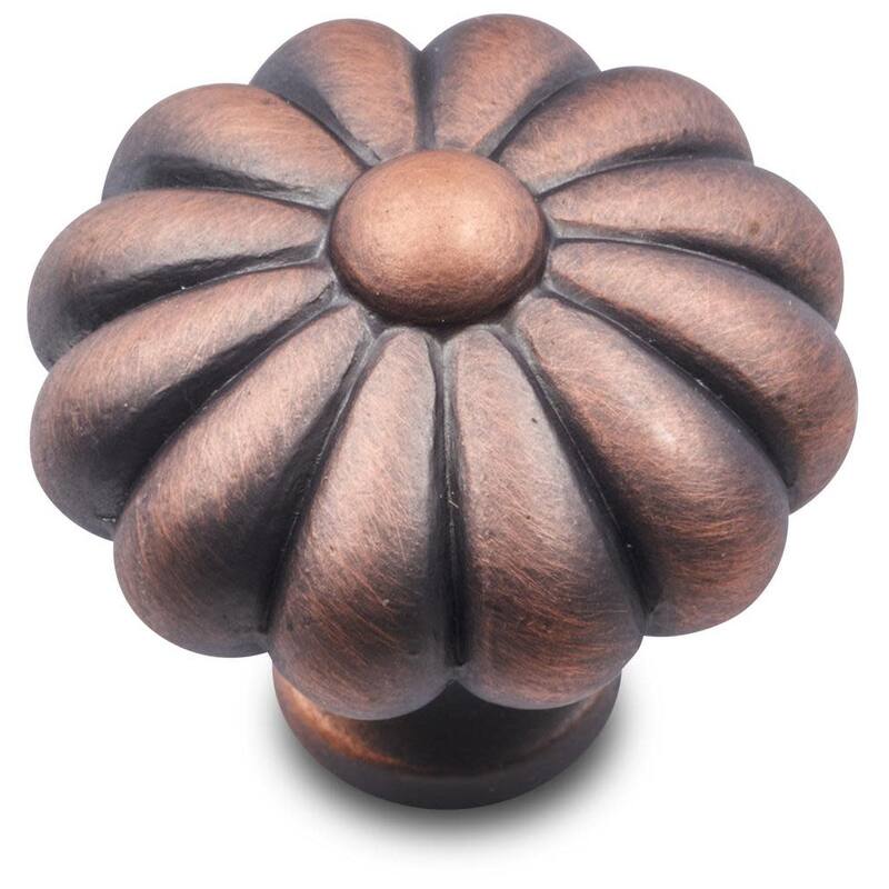 RK International CK 3248 Large Melon 1-1/2" Solid Metal Flower - Distressed Copper