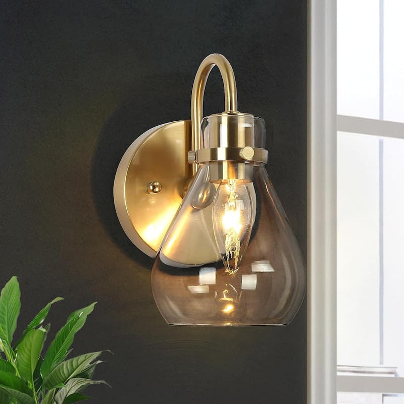 1-light wall light brass stairway light glass, metal kitchen light