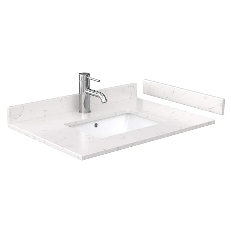 Wyndham Collection 30" Single Vanity Top with Undermount Rectangular - Carrara Cultured Marble