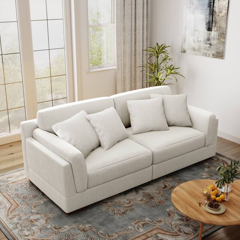 90.2"W Corduroy Upholstered Living Room Sofa