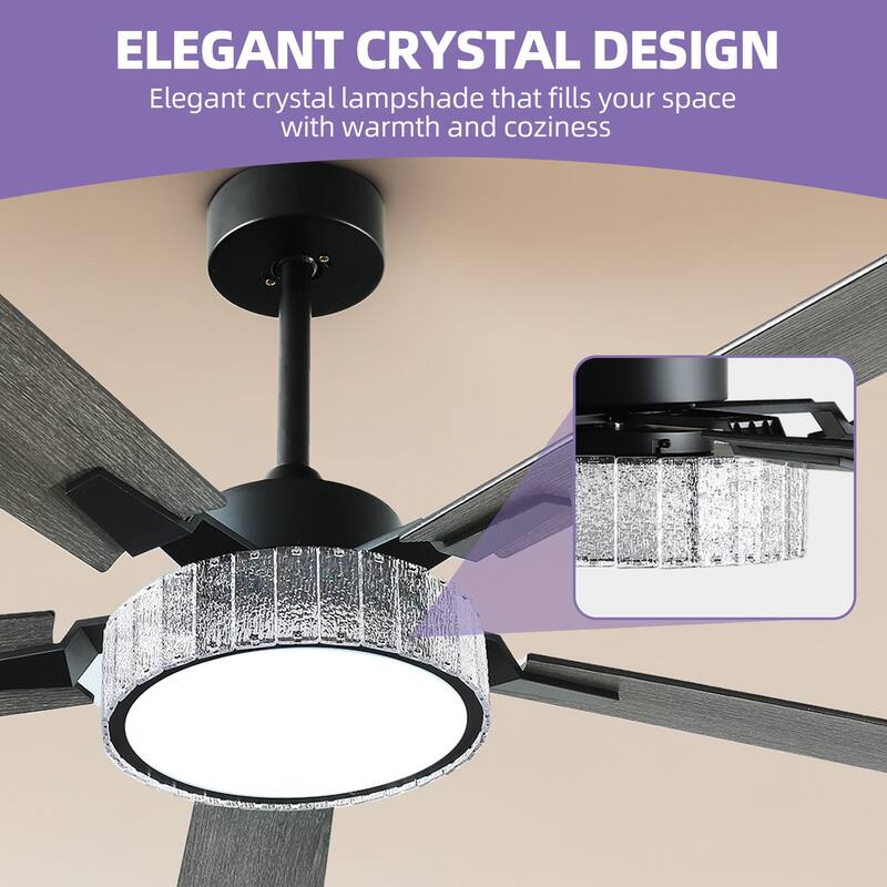 Moasis 52 Inch Crystal Ceiling Fans with Lights and Remote Control - 52 Inches