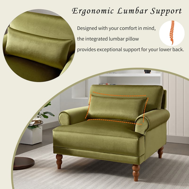 Green 37.8" Velvet Accent Chair