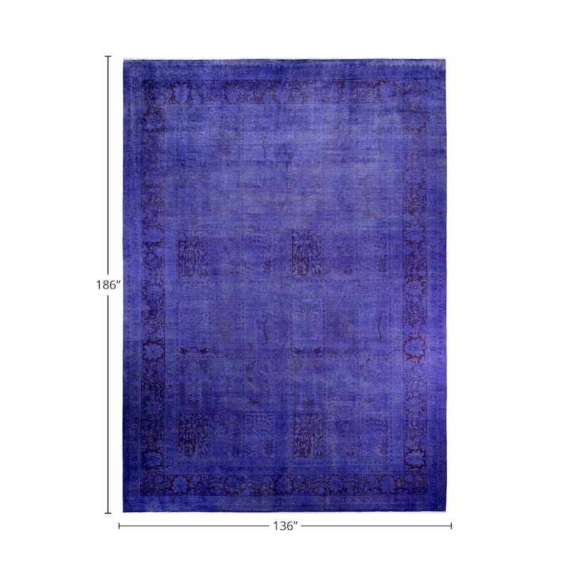 Overton Handknotted Wool Vintage Inspired Contemporary Overdyed Purple Area Rug - 15' 6" x 11' 4"