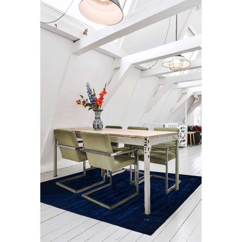 ECARPETGALLERY Hand Loomed Kashkuli Gabbeh Navy Wool Rug - 5'4 x 7'7