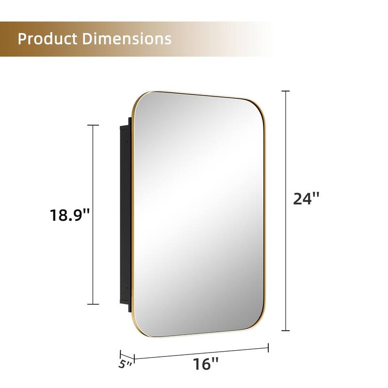 Dovelina Wall Medicine Cabinet Multifunctional Wall-Mounted Mirrored Cabinet with Magnetic Doors - 24*16