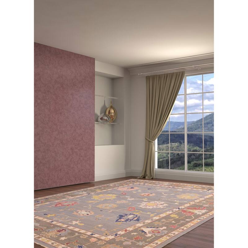 ECARPETGALLERY Hand-knotted Modern Oushak Grey Wool Rug - 9'11 x 13'10