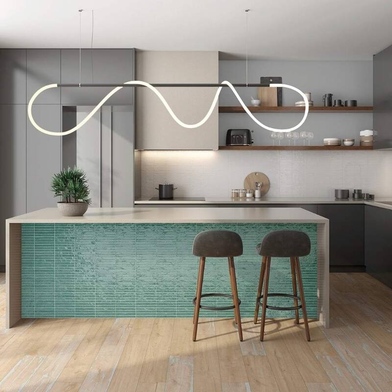Castilla 14x14 Glossy Porcelain Textured Ribbed Tile - Wall, Backsplash - 6 x 6 Sample - Sage
