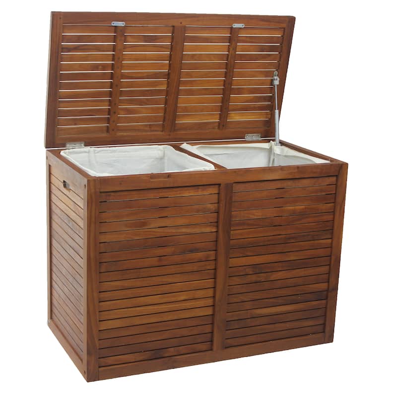 The Original Spa Square Teak Laundry or Storage Hamper - Green
