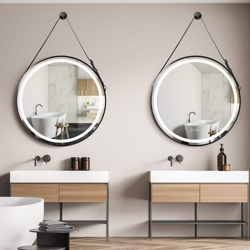 Smart Round LED Bathroom Mirror Light Frame Defogger Dimmable 3 Color