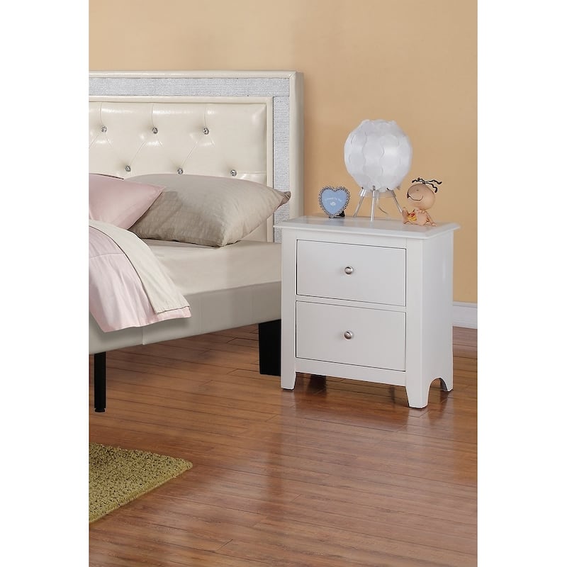 Modern Bedroom Nightstand,2 Drawers Bed Side Table Rubberwood