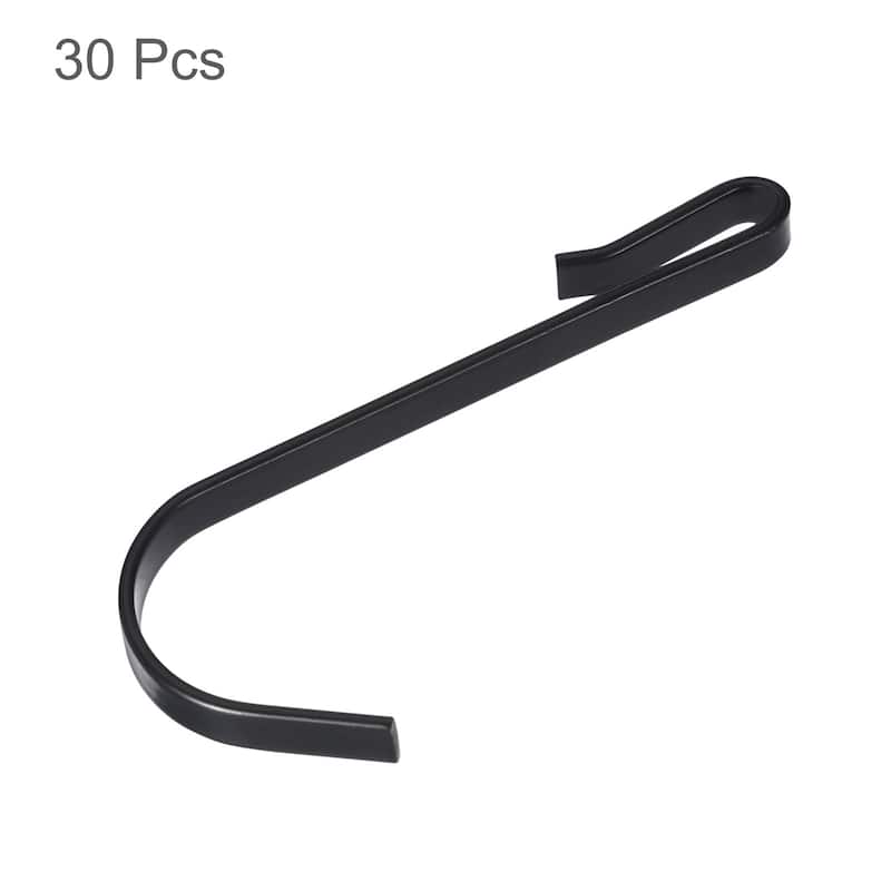 30pcs Stainless Steel J Shaped Hooks, Clip-on Hook Wire Rack Hook Black